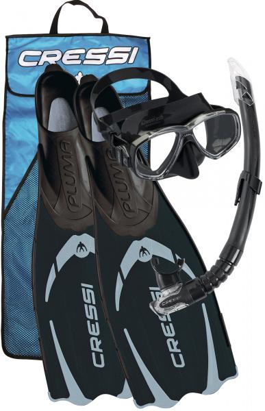 Набор для снорклинга CRESSI PLUMA BAG, черный, р-р 35/36 (ласты PLUMA + маска PERLA + трубка GAMMA + сумка)