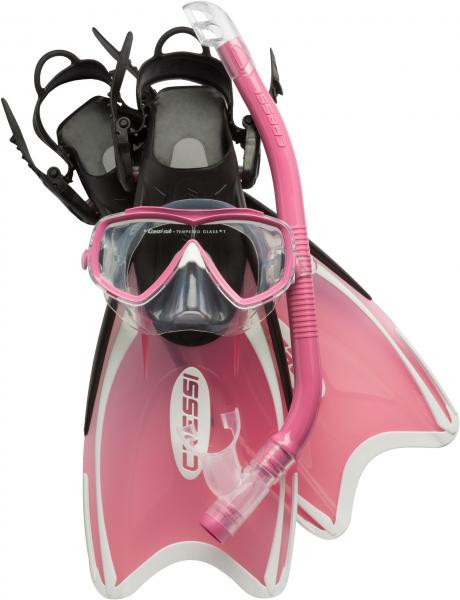 Набор для снорклинга CRESSI MINI PALAU BAG, РОЗОВЫЙ, р-р 29/32 (ласты + маска + трубка + сумка)