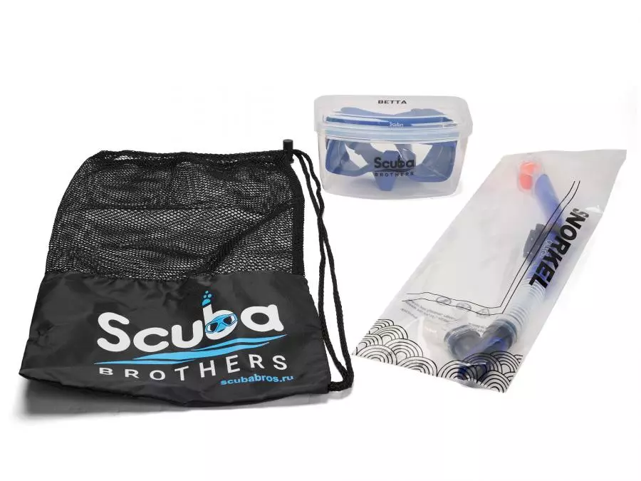 Набор для плавания SCUBA BROTHERS BETTA BLUE, маска, трубка, сумка